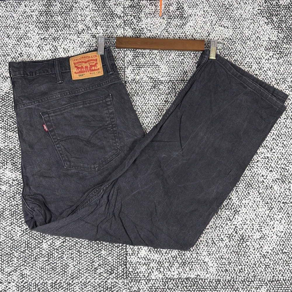 Levis 569 Faded Black Jeans Mens 40 X 30 (FITS 41 X‎ 29)  Straight Leg Baggy
